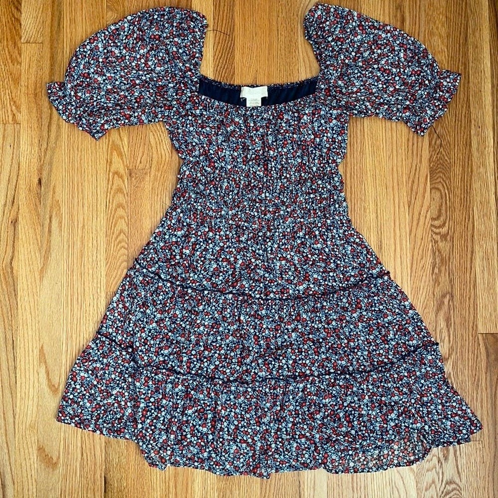 Altar'd State Floral Smocked Prairie Fit & Flare Mini Dress Women's Size Small